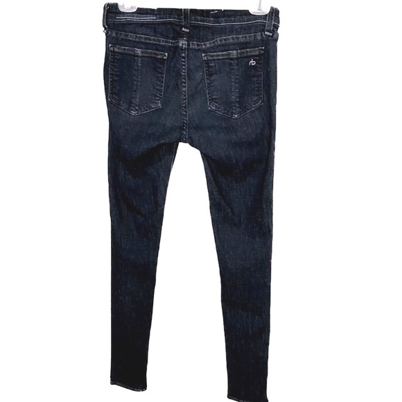 RAG & BONE Mid-Rise Black Rae Skinny Dark Wash Cotton Blend Jeans Size 27 - Picture 4 of 8